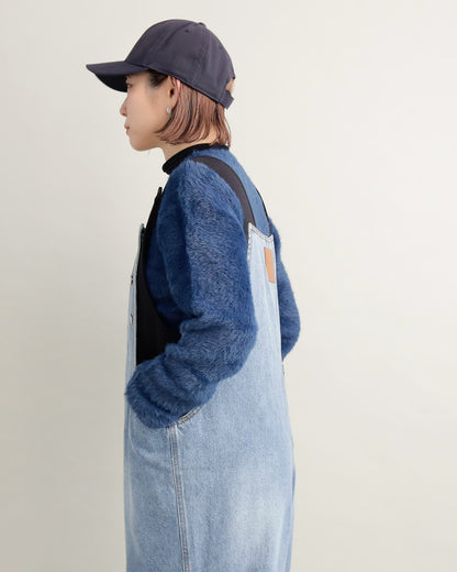 ヴィンテージウォッシュ デニムワイドサロペット