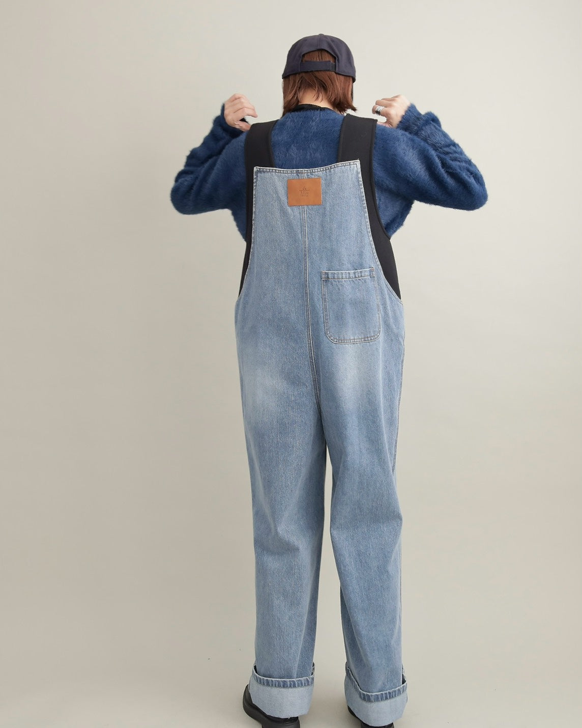 ヴィンテージウォッシュ デニムワイドサロペット