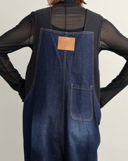 ヴィンテージウォッシュ デニムワイドサロペット