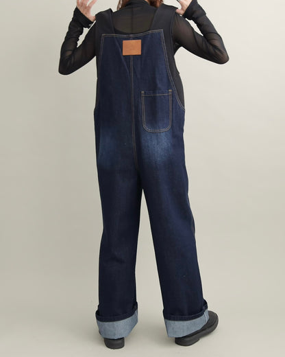 ヴィンテージウォッシュ デニムワイドサロペット