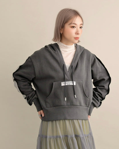 スリットスリーブ・ショートフーディー