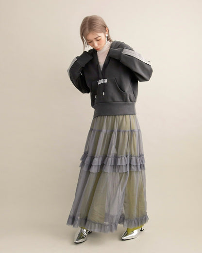 スリットスリーブ・ショートフーディー