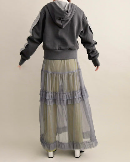 スリットスリーブ・ショートフーディー