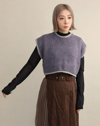 バックスリットニットショートジレ