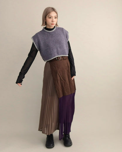 バックスリットニットショートジレ