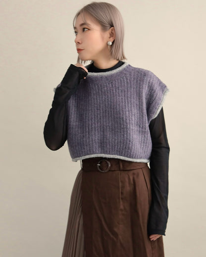 バックスリットニットショートジレ