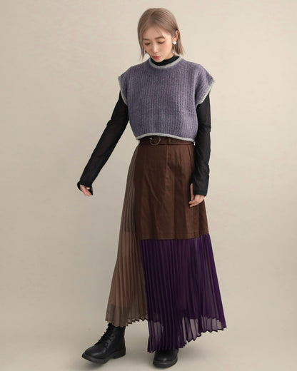 バックスリットニットショートジレ