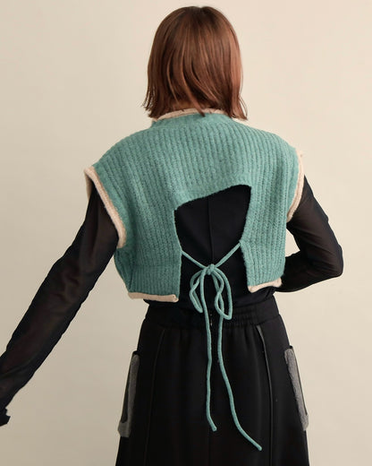 バックスリットニットショートジレ