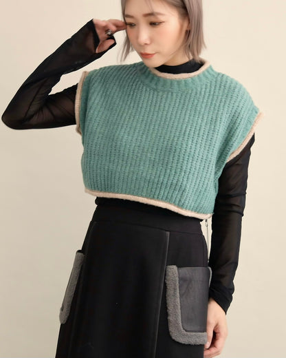 バックスリットニットショートジレ