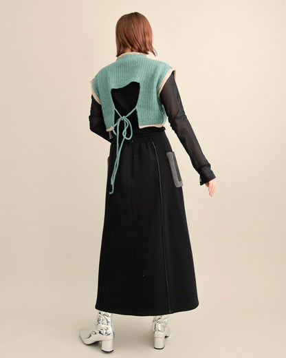 バックスリットニットショートジレ