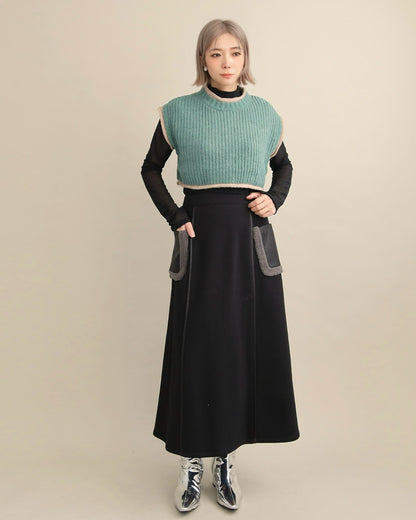 バックスリットニットショートジレ