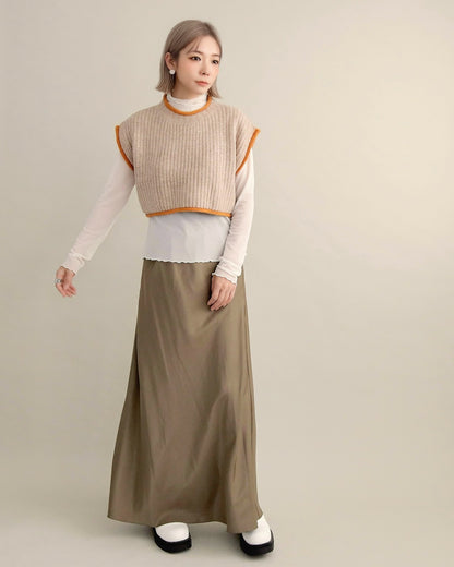 バックスリットニットショートジレ