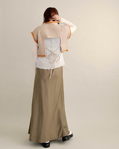 バックスリットニットショートジレ