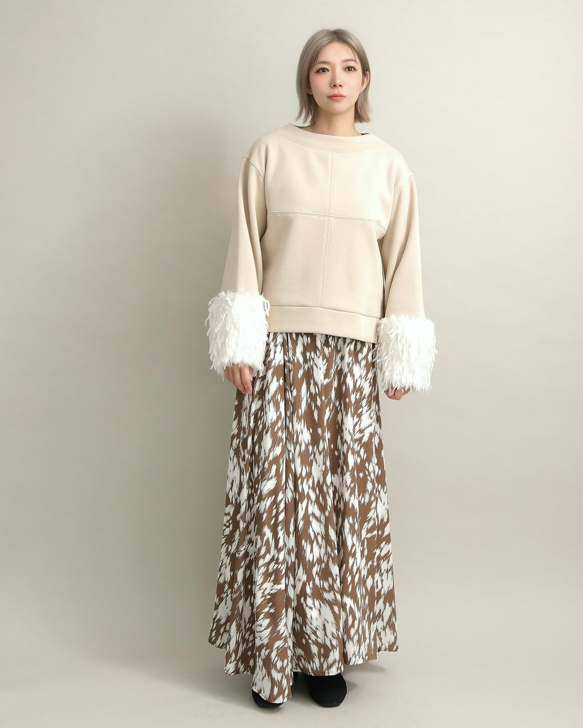 フリンジファースリーブ・スウェットプルオーバー