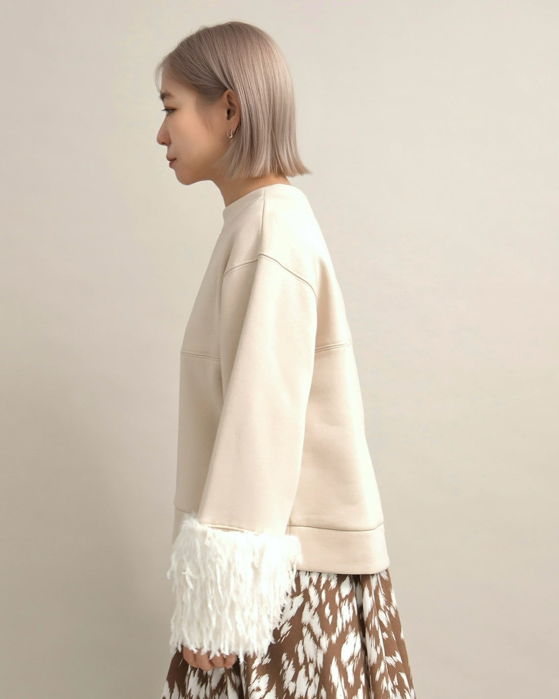 フリンジファースリーブ・スウェットプルオーバー