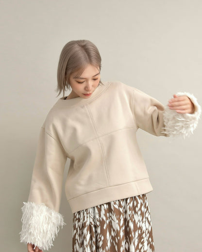 フリンジファースリーブ・スウェットプルオーバー