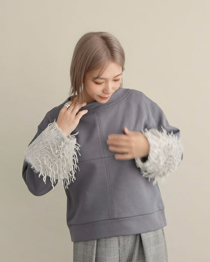 フリンジファースリーブ・スウェットプルオーバー
