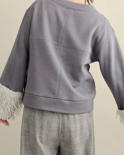 フリンジファースリーブ・スウェットプルオーバー