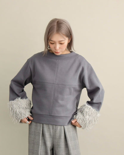 フリンジファースリーブ・スウェットプルオーバー
