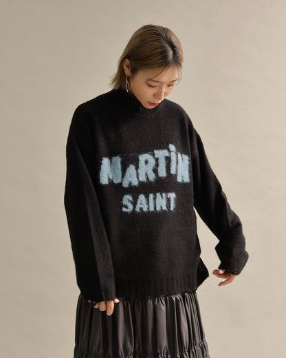 フワモコロゴルーズニット