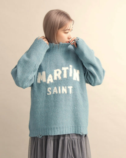 フワモコロゴルーズニット