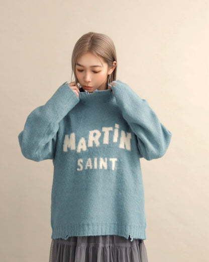 フワモコロゴルーズニット