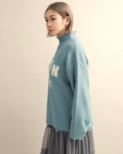 フワモコロゴルーズニット