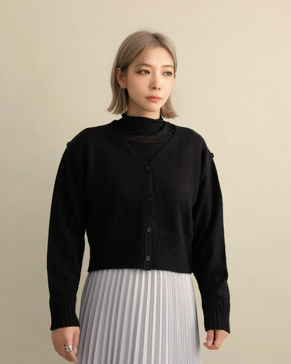 バックロゴショートカーディガン