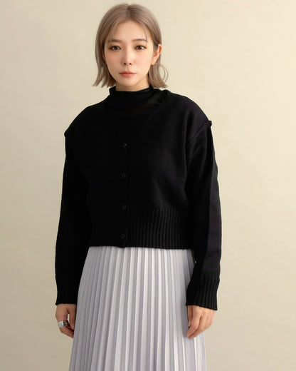 バックロゴショートカーディガン