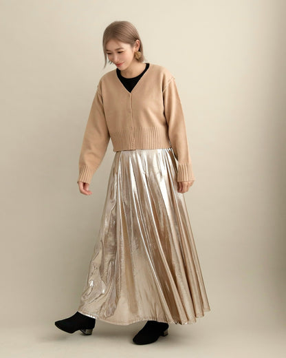 バックロゴショートカーディガン