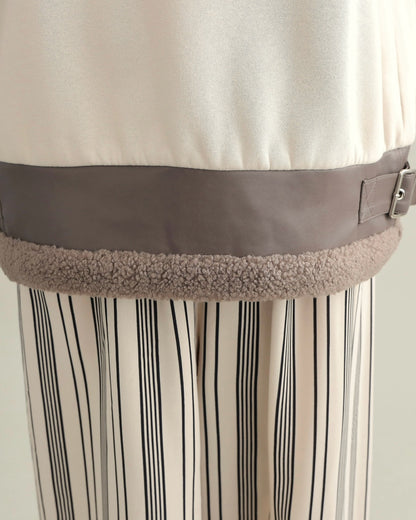 エコレザー×ボア切り替えベルトデザインプルオーバー