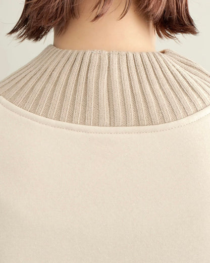 エコレザー×ボア切り替えベルトデザインプルオーバー