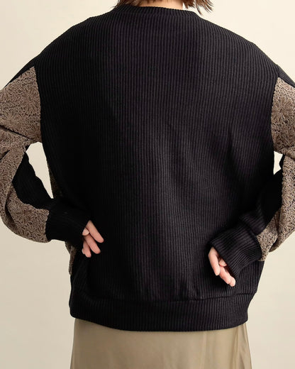 レース切り替えふんわりニットプルオーバー