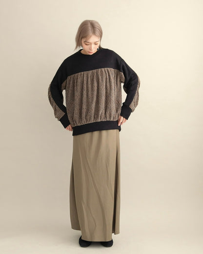 レース切り替えふんわりニットプルオーバー
