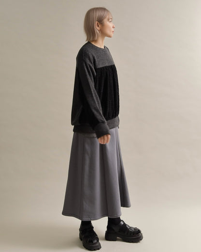 レース切り替えふんわりニットプルオーバー