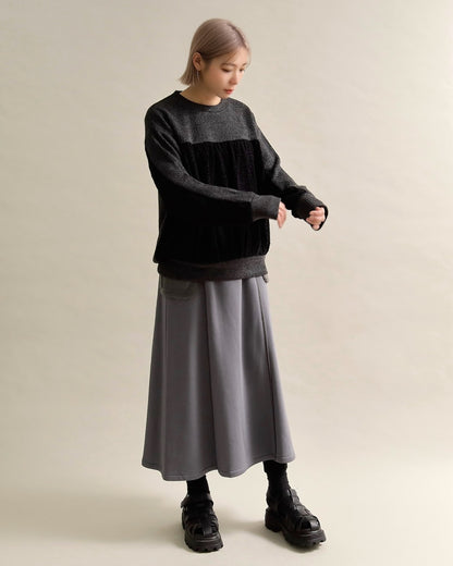 レース切り替えふんわりニットプルオーバー
