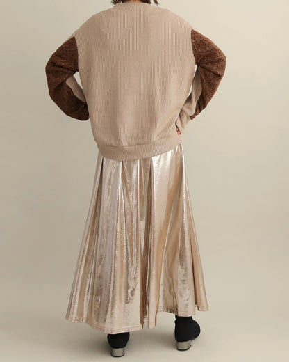 レース切り替えふんわりニットプルオーバー