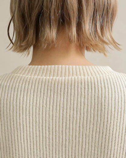 レース切り替えふんわりニットプルオーバー