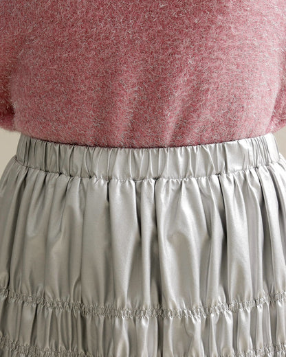 シャーリングティアードメタリックスカート