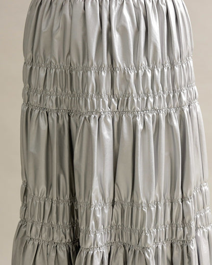 シャーリングティアードメタリックスカート