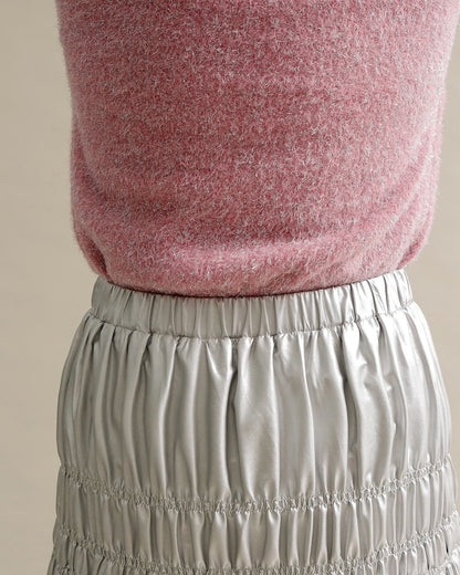 シャーリングティアードメタリックスカート