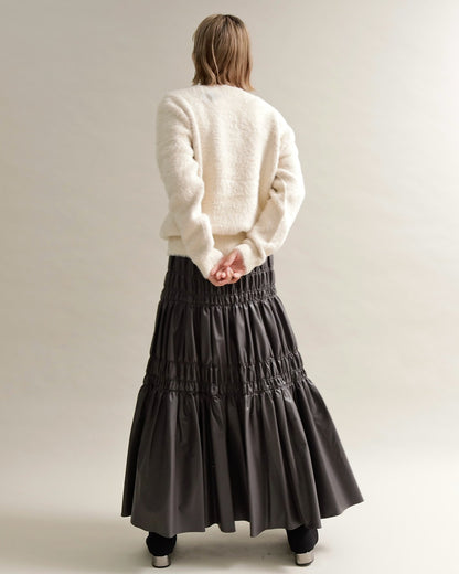 シャーリングティアードメタリックスカート