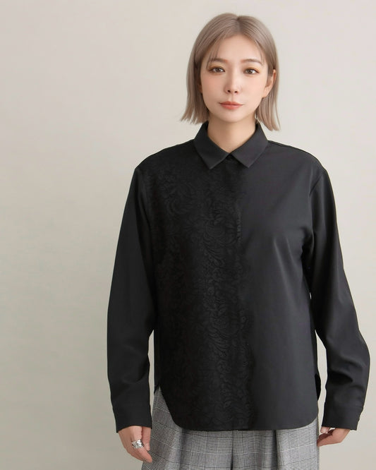 アシンメトリーレースシャツ