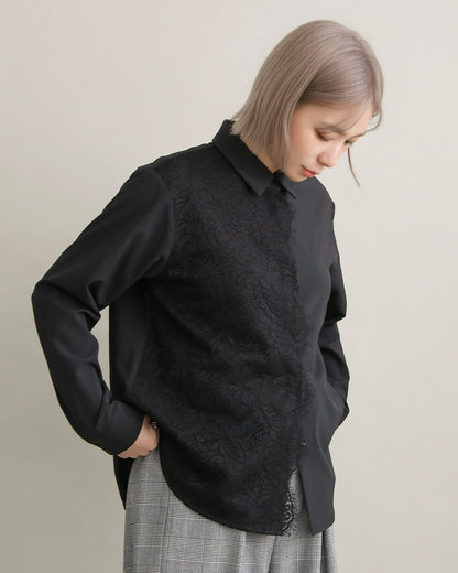 アシンメトリーレースシャツ