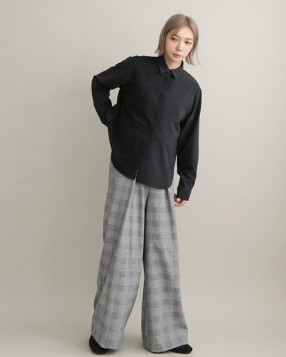 アシンメトリーレースシャツ