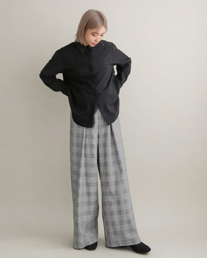 アシンメトリーレースシャツ