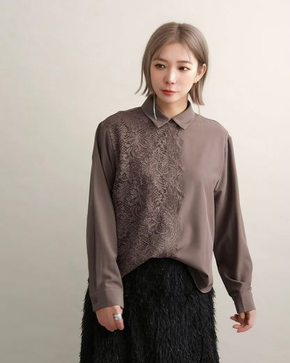 アシンメトリーレースシャツ