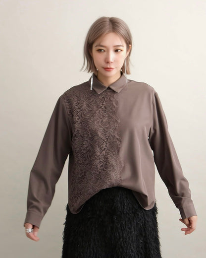 アシンメトリーレースシャツ