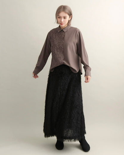 アシンメトリーレースシャツ