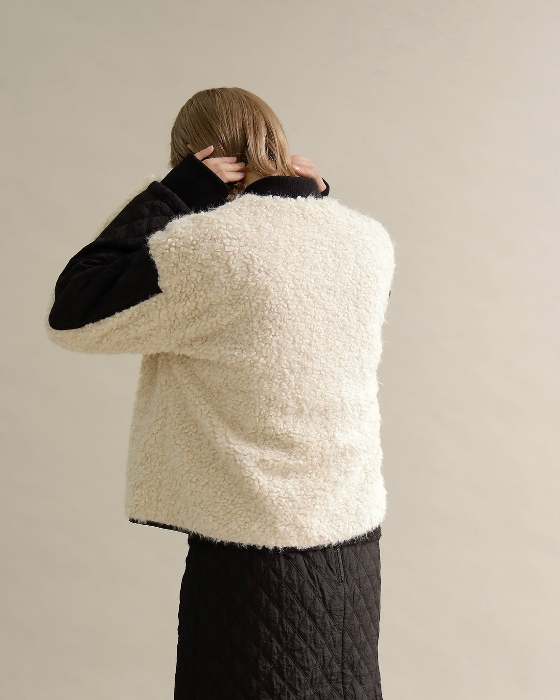 キルティング×ボアコンビネーションブルゾン